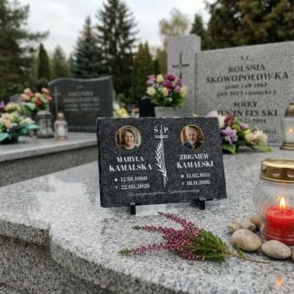 Duża tablica na pomnik podwójna ze zdjęciami 30x20 cm