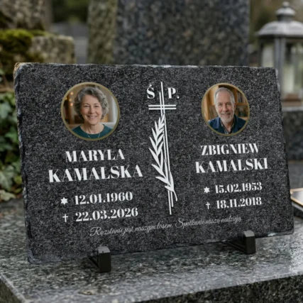 Duża tablica na pomnik podwójna ze zdjęciami 30x20 cm