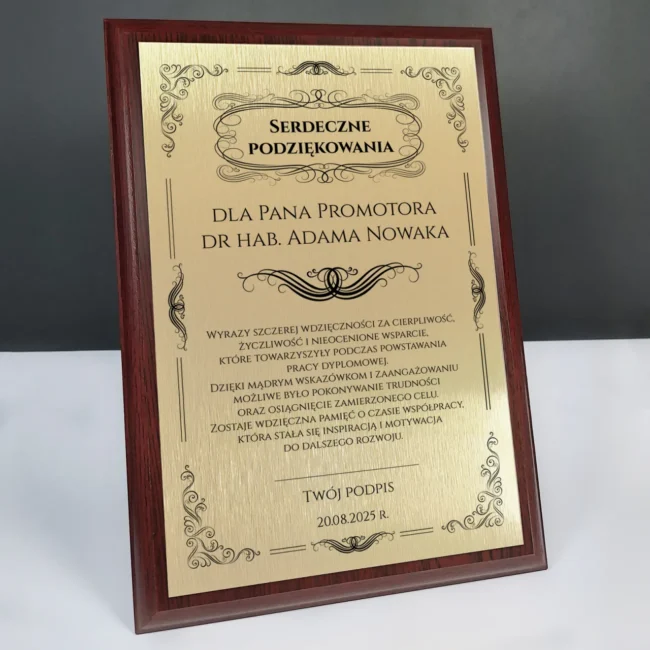 Eleganckie podziękowanie Prezent dla promotora