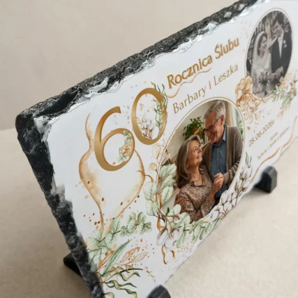 Foto granit 30x20 ze zdjęciami - prezent na 60 lecie ślubu
