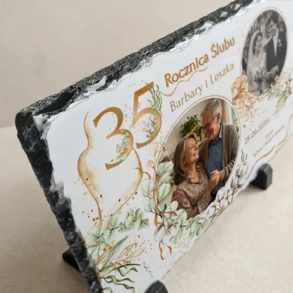Foto granit 30x20 – prezent na 35 rocznicę ślubu ze zdjęciem