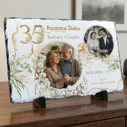 Foto granit 30x20 – prezent na 35 rocznicę ślubu ze zdjęciem