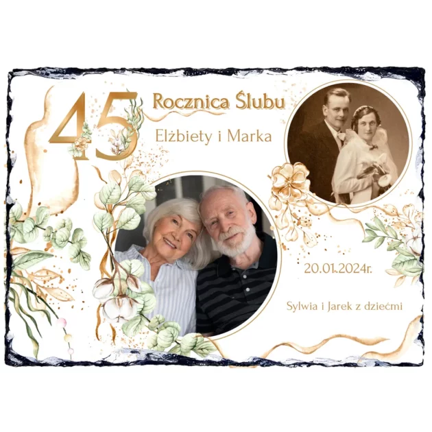 Foto granit Elegancki prezent na 45 rocznice slubu rodzicow ze zdjeciami