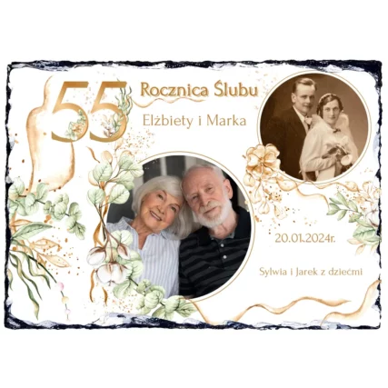 Foto granit Elegancki prezent na 55 rocznicę ślubu rodziców ze zdjęciami