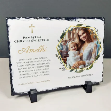 Granit Elegancka pamiątka Chrztu Świętego ze zdjęciem