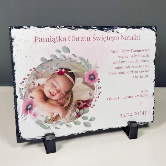 Granit Personalizowana pamiątka chrztu dla dziewczynki od chrzestnego