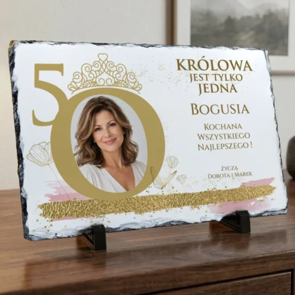 Granit ze zdjęciem 30×20 na 50 urodziny dla kobiety