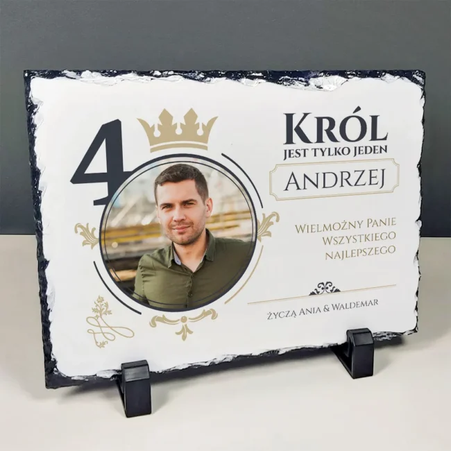 Granit ze zdjęciem Elegancki prezent na 40 urodziny dla faceta