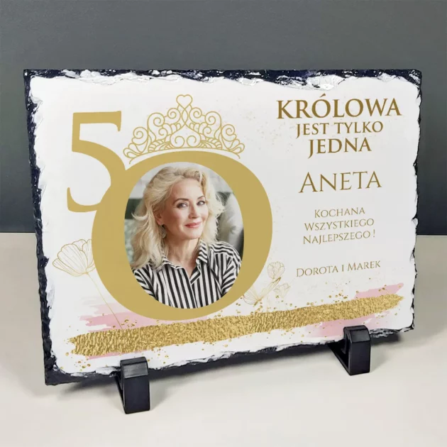 Granit ze zdjęciem Elegancki prezent na 50 urodziny dla niej