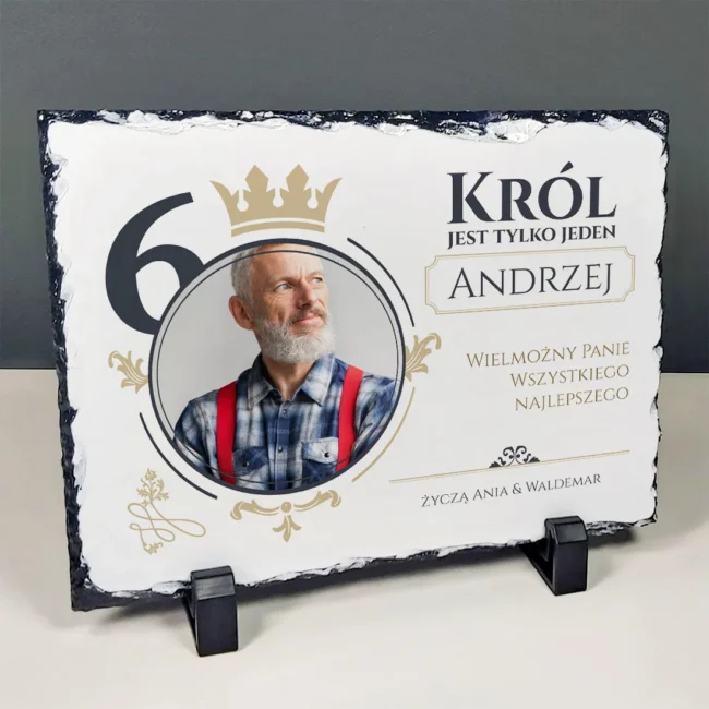 Granit ze zdjęciem Elegancki prezent na 60 urodziny dla Niego
