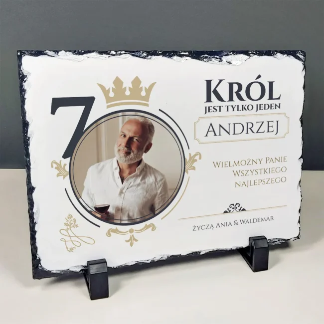 Granit ze zdjęciem Elegancki prezent na 70 urodziny dla faceta