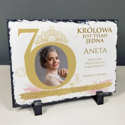 Granit ze zdjęciem Elegancki prezent na 70 urodziny dla niej