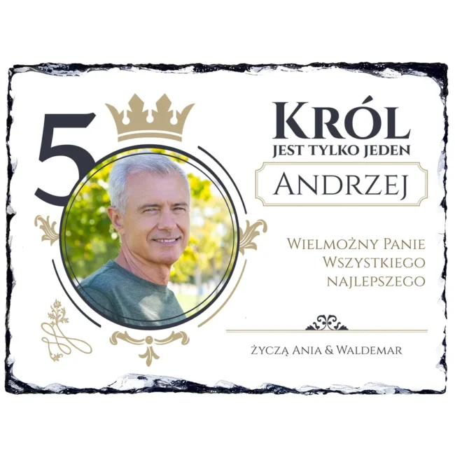 Granit ze zdjęciem Elegancki prezent na 50 urodziny dla faceta
