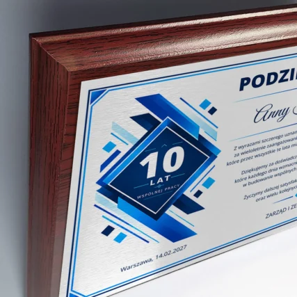 Jubileusz 10 lat pracy Tabliczka z dedykacją