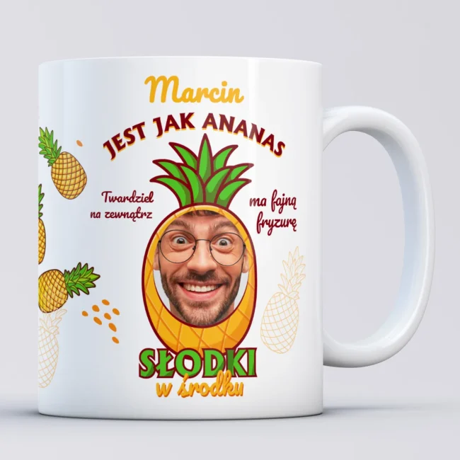 Kubek ANANAS Śmieszny prezent dla kolegi chłopaka na dzień chłopaka