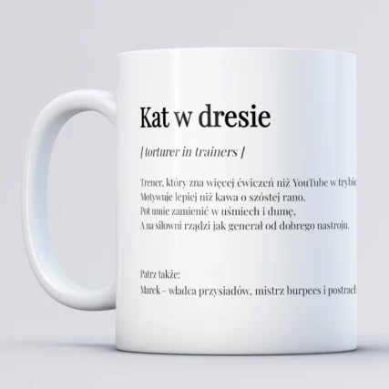 Kubek KAT W DRESIE Prezent dla trenera personalnego