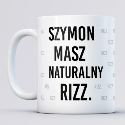 Kubek RIZZ z imieniem dla chłopaka z naturalnym rizzem