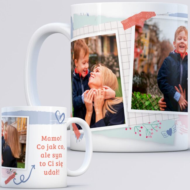 Kubek dla Mamy ze zdjęciami SYN CI SIĘ UDAŁ