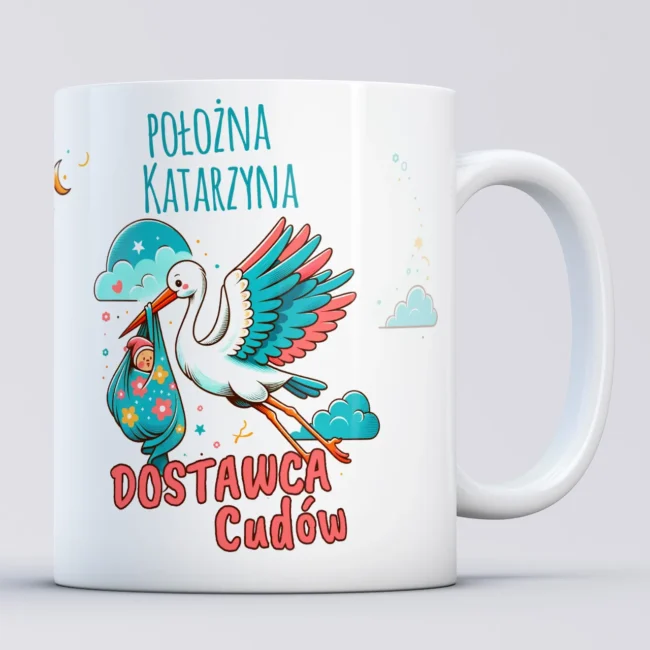 Kubek dla poloznej z imieniem