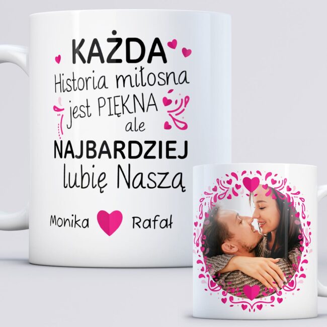 Kubek dla zakochanych ze zdjeciem na walentynki