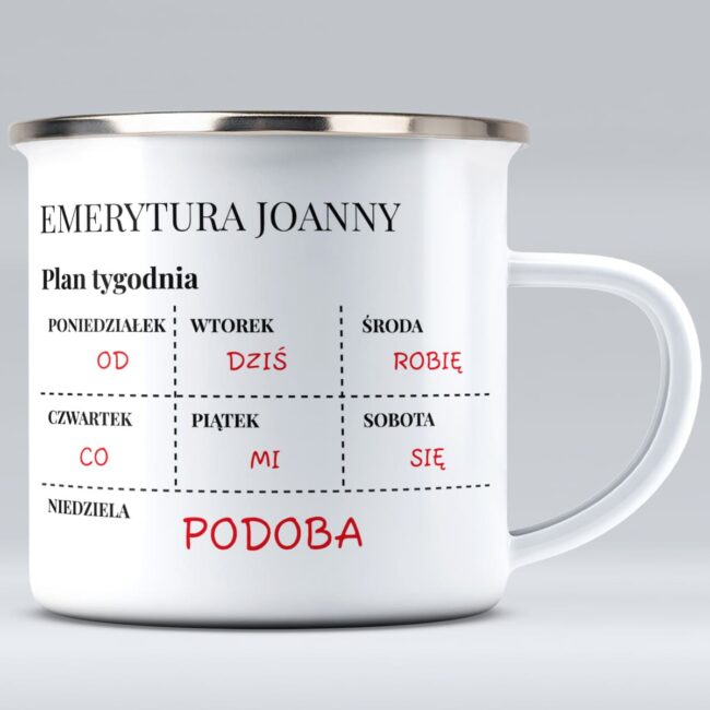 Kubek emaliowany dla emerytki emeryta