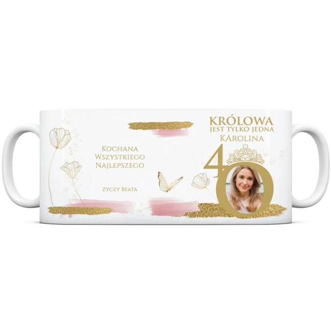 Kubek na na 40 urodziny z imieniem i zdjęciem dla przyjaciółki