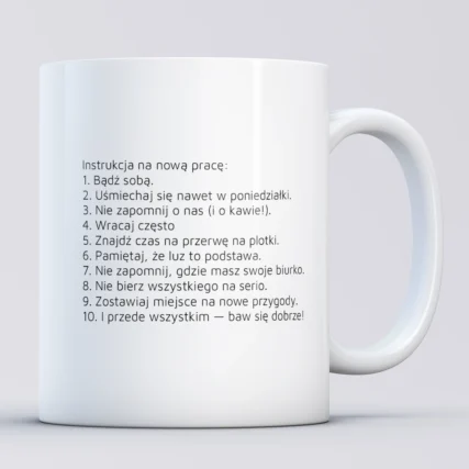 Kubek z napisem WORK BESTIE Prezent na odejście z pracy