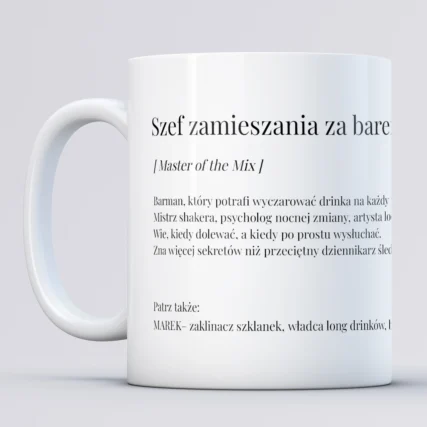 Kubek z imieniem dla barmana SZEF ZAMIESZENIA ZA BAREM