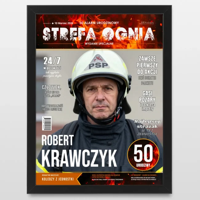 Okladka gazety Prezent dla strazaka na 50 urodziny