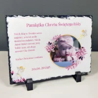Granit ze zdjęciem Pamiątka chrztu dla dziewczynki od chrzestnej