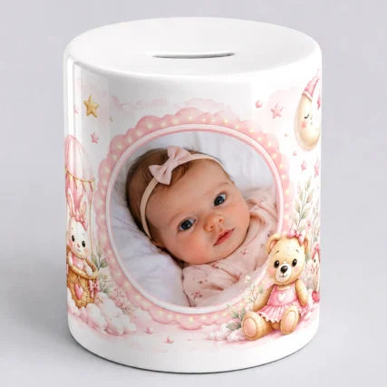 Personalizowana SKARBONKA Z METRYCZKĄ dla dziewczynki