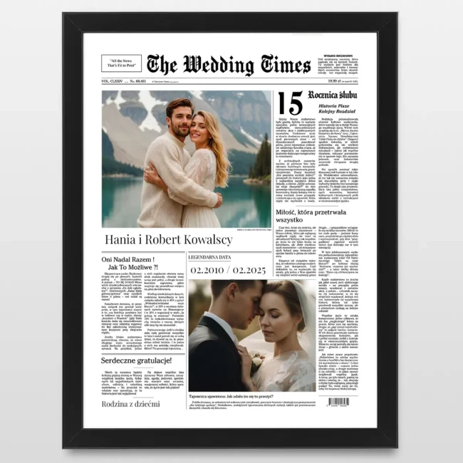 Personalizowana okładka gazety na 15 rocznicę ślubu