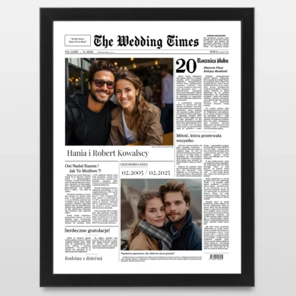 Personalizowana okładka gazety na 20 rocznicę ślubu