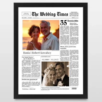Personalizowana okładka gazety na 35 rocznicę ślubu