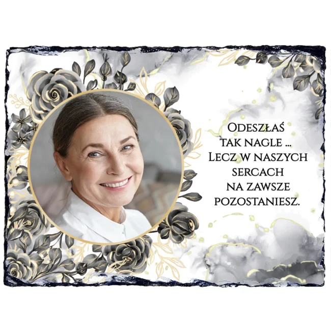 Personalizowana płytka kamienna ze zdjęciem na nagrobek