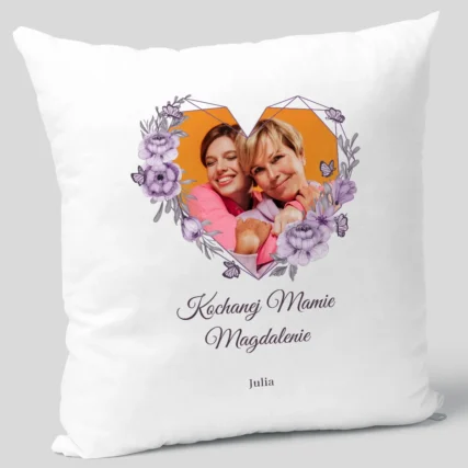 Personalizowana poduszka dla kochanej mamy ze zdjęciem