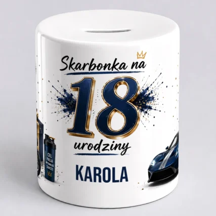 Personalizowana skarbonka NA 18 URODZINY dla chłopaka