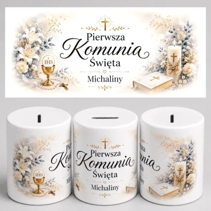 Personalizowana skarbonka NA KOMUNIE z imieniem