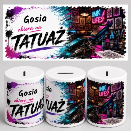 Personalizowana skarbonka NA TATUAŻ z imieniem