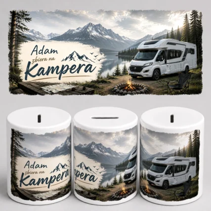 Personalizowana skarbonka ZBIERAM NA KAMPERA z imieniem