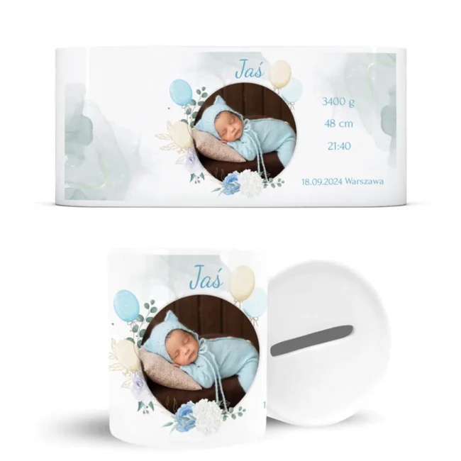 Personalizowana skarbonka metryczka chłopca z imieniem