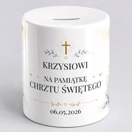 Personalizowana skarbonka na chrzest dla chłopca