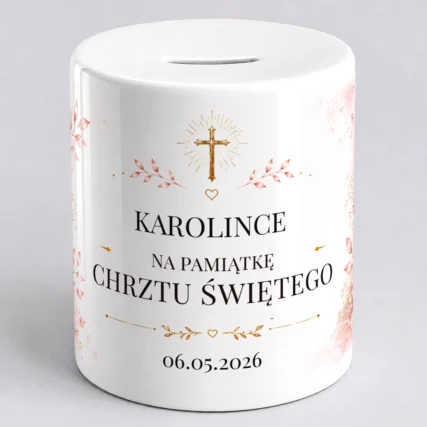 Skarbonka na chrzest dla dziewczynki z imieniem