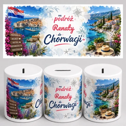 Personalizowana skarbonka na podróż do Chorwacji z imieniem