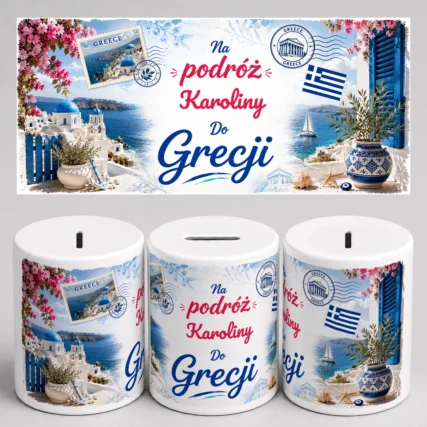 Personalizowana skarbonka z imieniem na podróż do GRECJI
