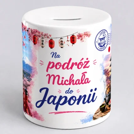 Personalizowana skarbonka na podróż do Japonii z imieniem