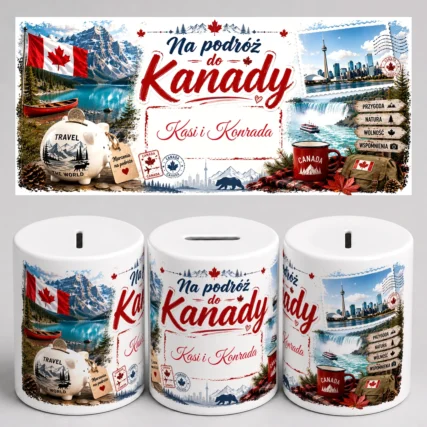 Personalizowana skarbonka na podróż do KANADY z imieniem