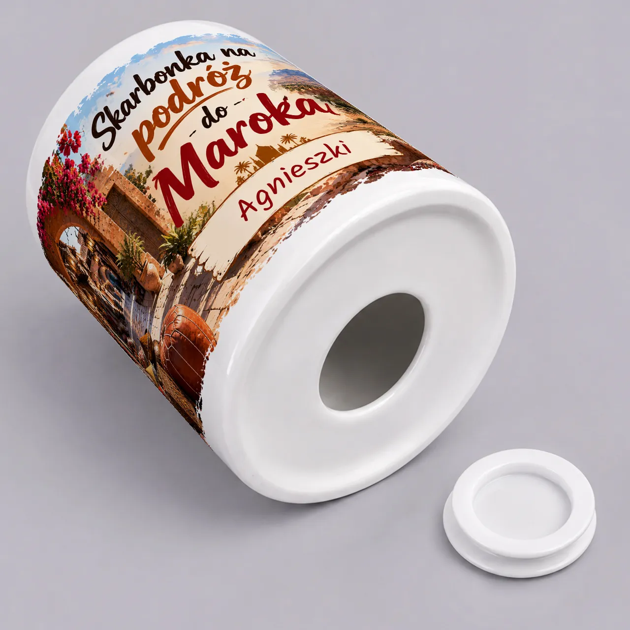 Skarbonka na podróż do MAROKA z imieniem Personalizowana skarbonka na podróż do Maroka z imieniem