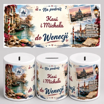 Personalizowana skarbonka na podróż do WENECJI z imieniem