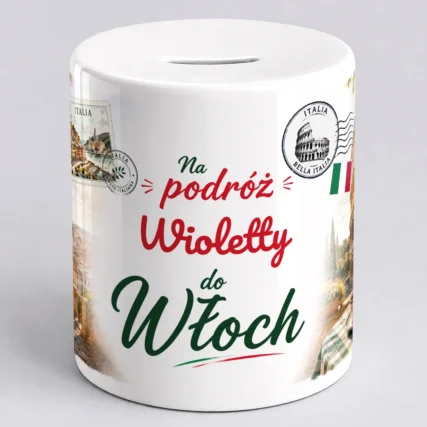 Personalizowana skarbonka na podróż do Włoch z imieniem